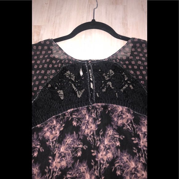 Free People Long Sleeve Printed Sheer Dress. - Picture 2 of 12